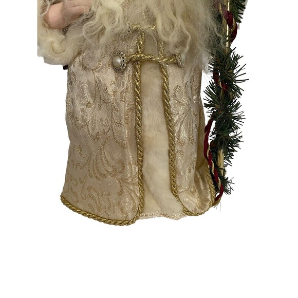 Christmas Santa Claus Doll 16” tall Gold & White Standing Presents Tree Topper - Picture 4 of 12